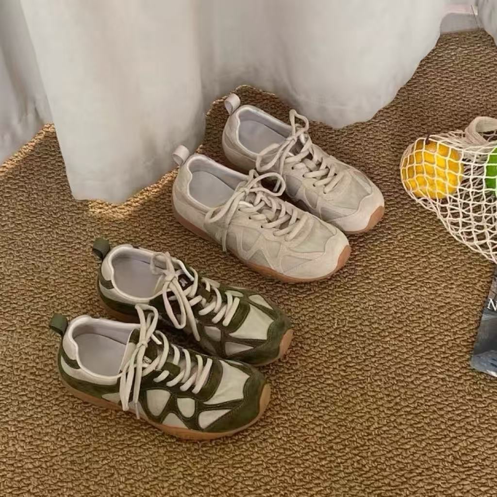 Women Shoes Wedges - Vintage Patchwork Lace Up Sneakers For