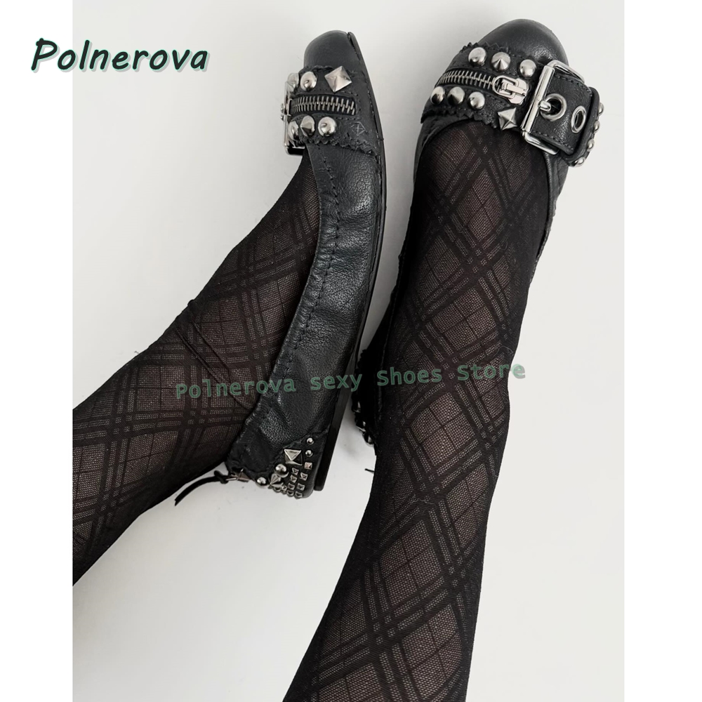 Slingback Pumps Women - Rivet Belt Buckle Mary Jane Shoes