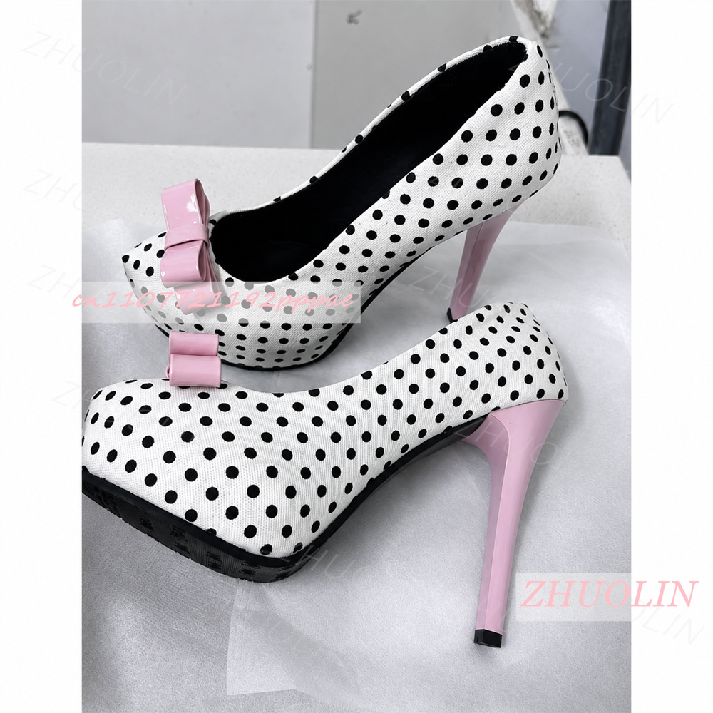 Women White Black Polka Dot Pu - Women Shoes Us To Eu recension och pris