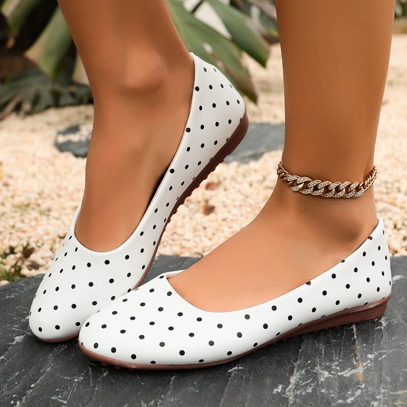 Ladies White Polka Dot Flats R - Women Shoes Wedges recension och pris