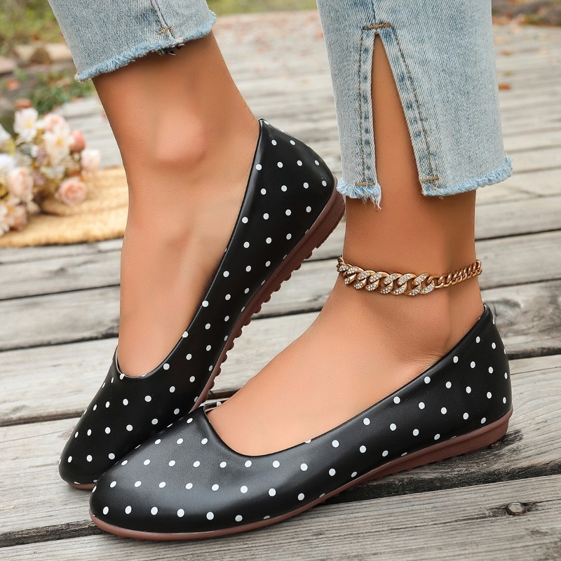 Ladies White Polka Dot Flats R - Women Shoes Wedges recension och pris