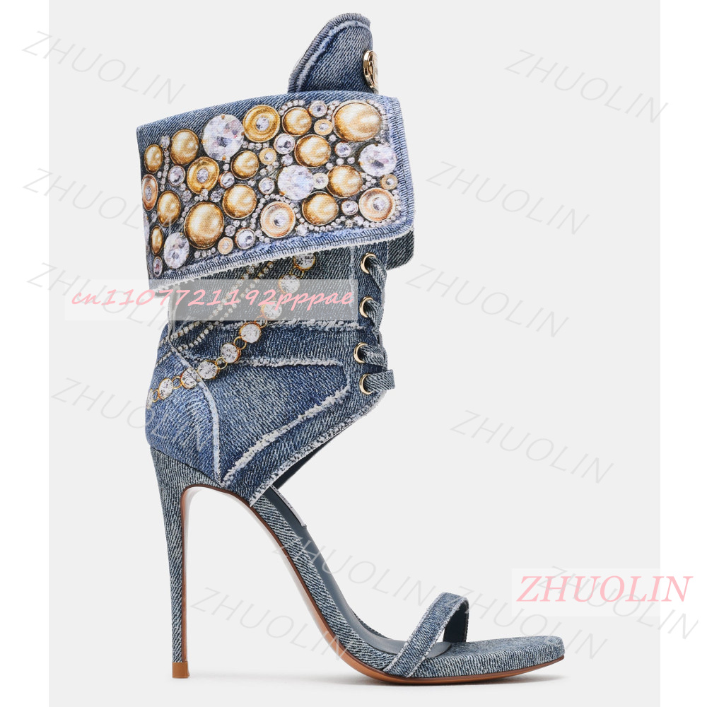 Women Blue Denim Rhinestone Sa - Women Shoes Us To Eu recension och pris