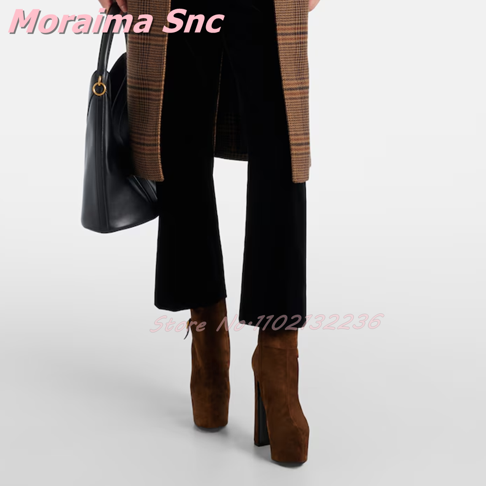 Suede Leather Platform Ankle B - Block Heel Ankle Boots recension och pris
