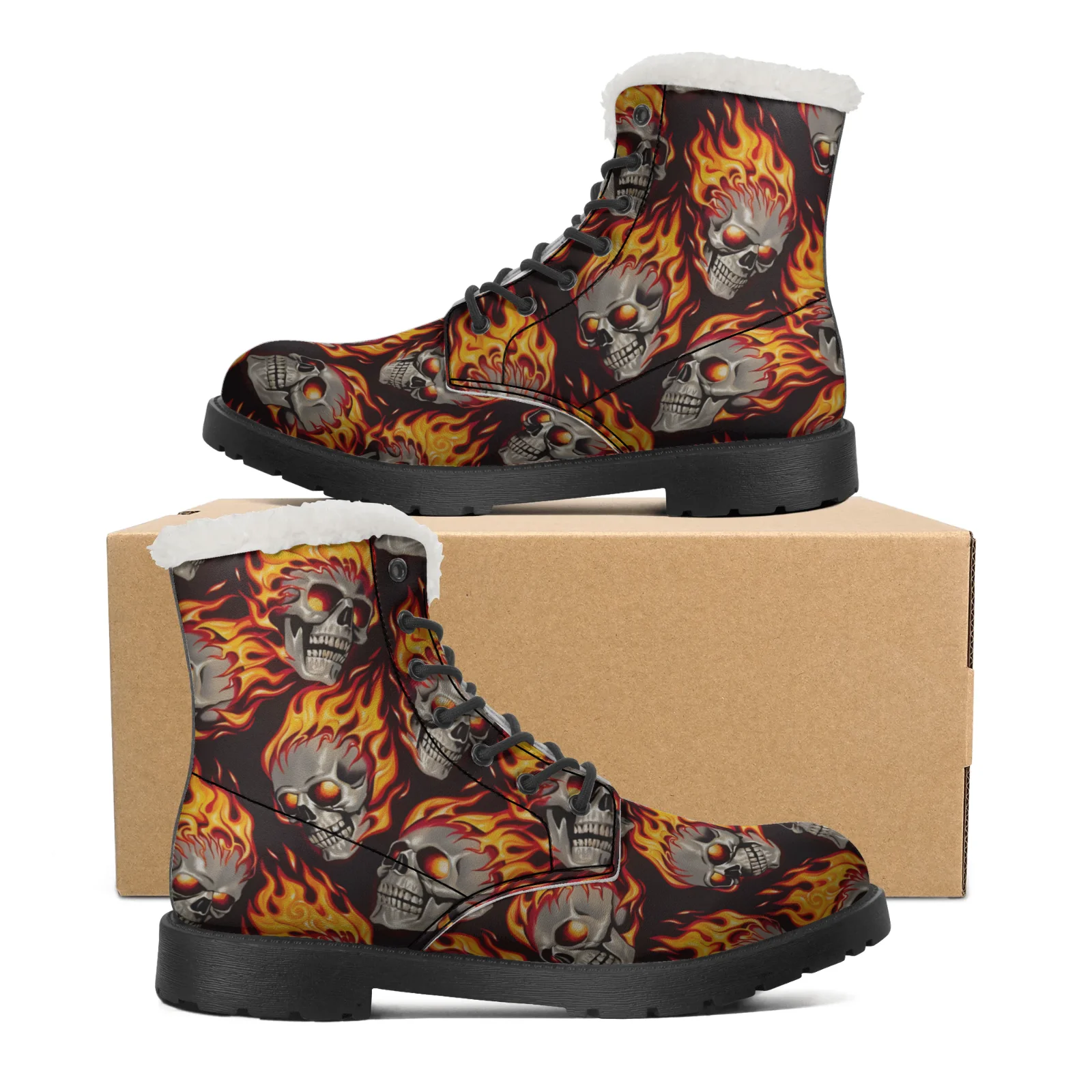 Fire Skull Patterns Snow Boots - Women Shoes Us To Eu recension och pris