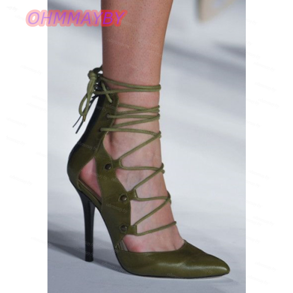 Women Olive Green Lace Up Pump - Women Shoes Us To Eu recension och pris