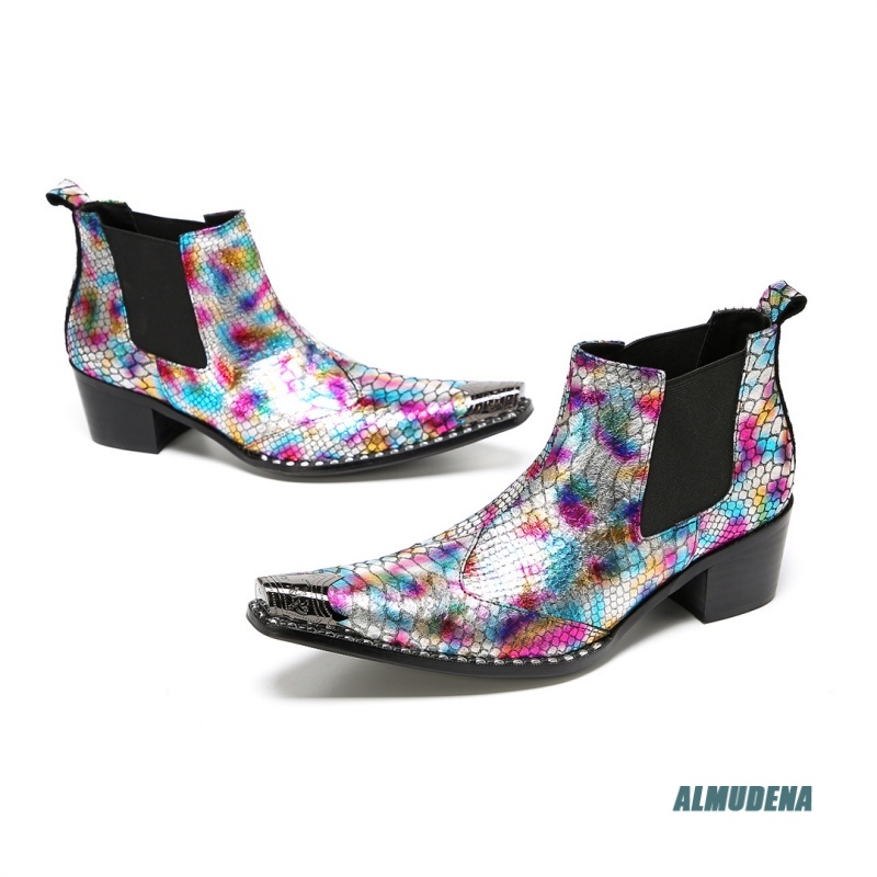 Multicolor Metallic Snake Prin - Block Heel Ankle Boots recension och pris