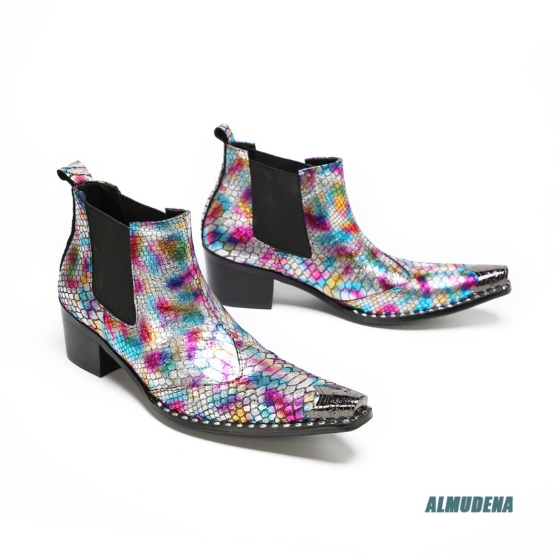 Multicolor Metallic Snake Prin - Block Heel Ankle Boots recension och pris