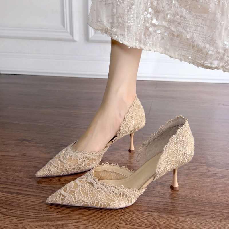 Lace Pointed Toe High Heels Wo - Slingback Pumps Women recension och pris