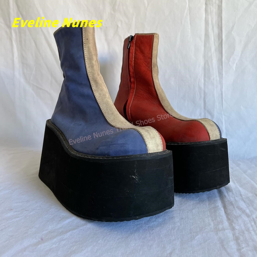 Y2K Red Blue Platform Ankle Bo - Block Heel Ankle Boots recension och pris