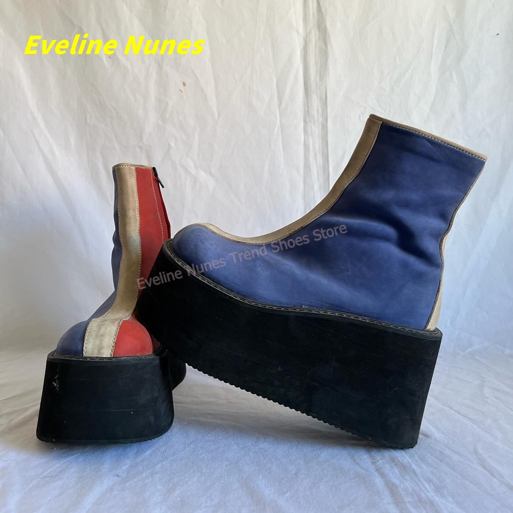 Y2K Red Blue Platform Ankle Bo - Block Heel Ankle Boots recension och pris