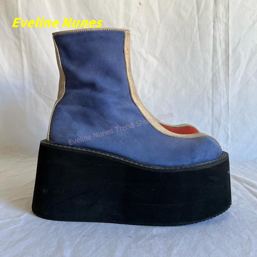 Y2K Red Blue Platform Ankle Bo - Block Heel Ankle Boots recension och pris