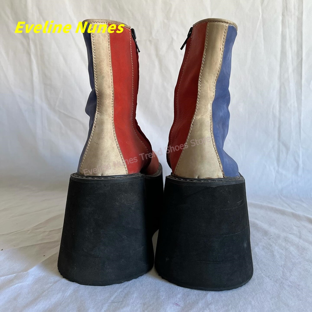 Y2K Red Blue Platform Ankle Bo - Block Heel Ankle Boots recension och pris