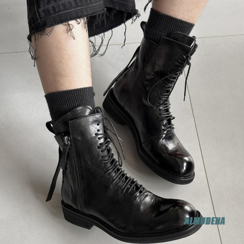 Solid Black Street Style Men H - Block Heel Ankle Boots recension och pris