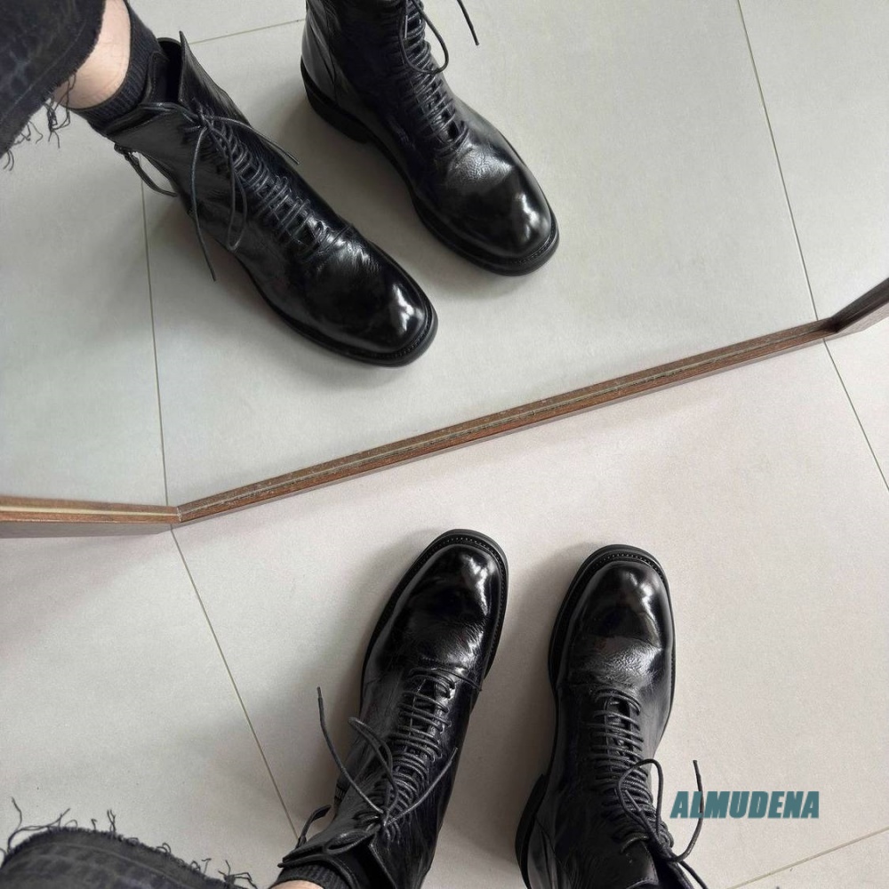 Solid Black Street Style Men H - Block Heel Ankle Boots recension och pris