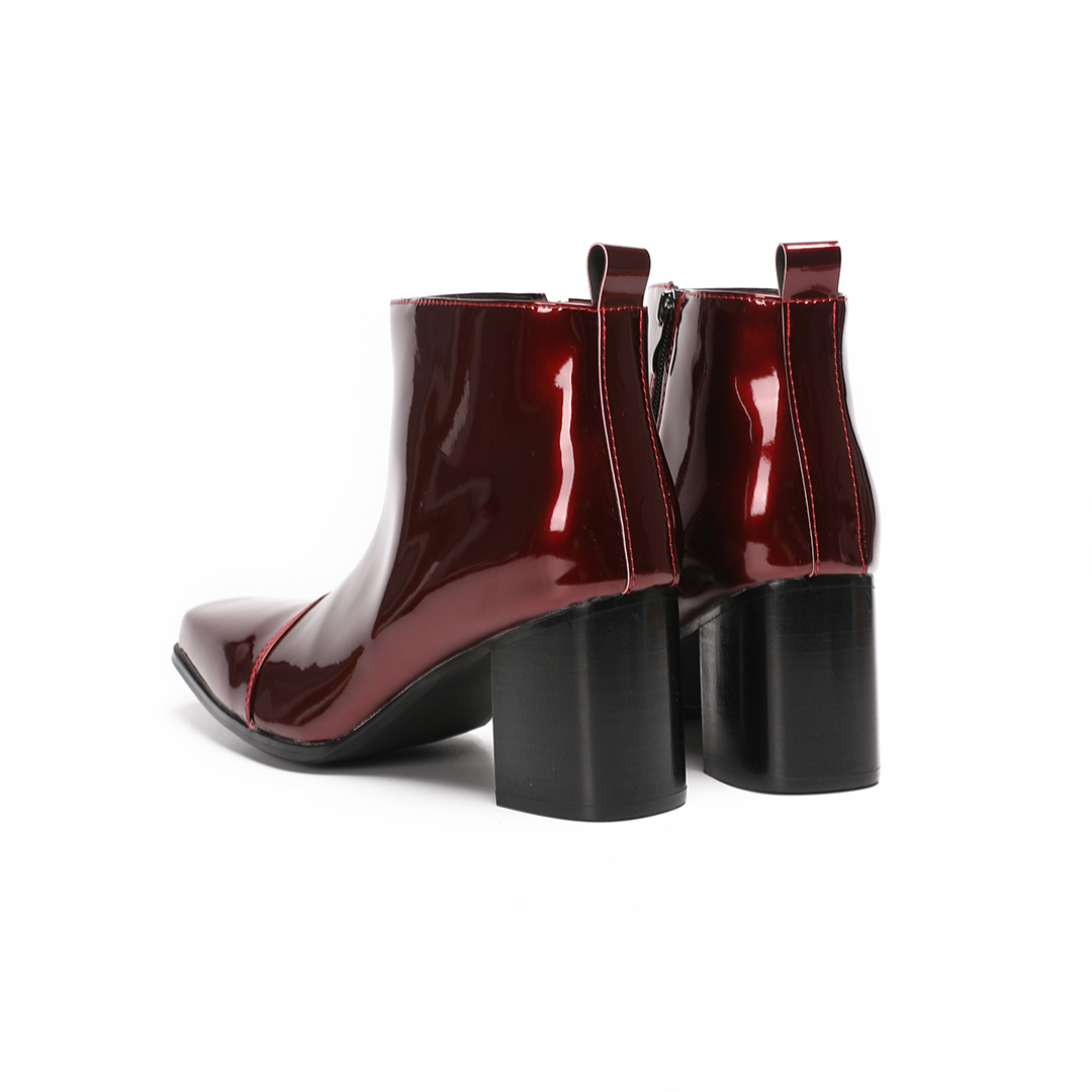 Male Red Genuine Leather High  - Block Heel Ankle Boots recension och pris