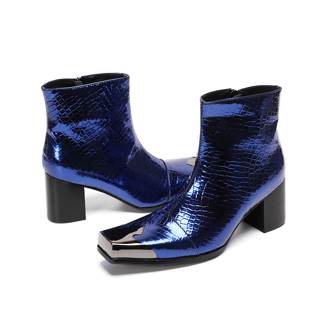 Men Square Toe Genuine Leather - Block Heel Ankle Boots recension och pris