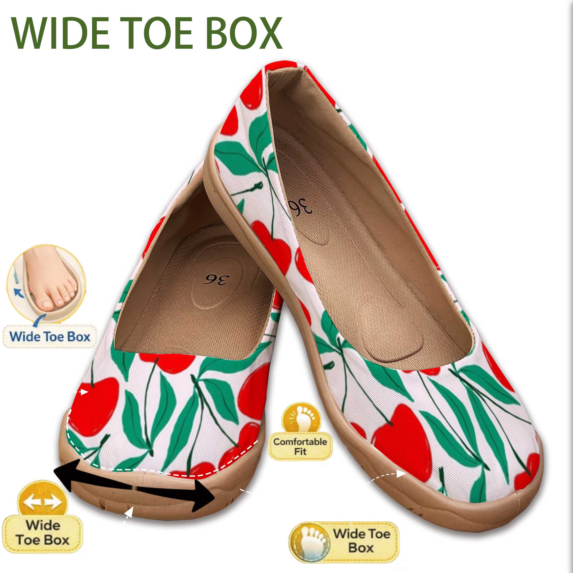 Sweet Cherry-Colored Wide-Fit  - Women'S Shoes For Wide Feet recension och pris